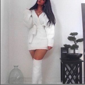 Zara cream knit wrap cardigan/dress